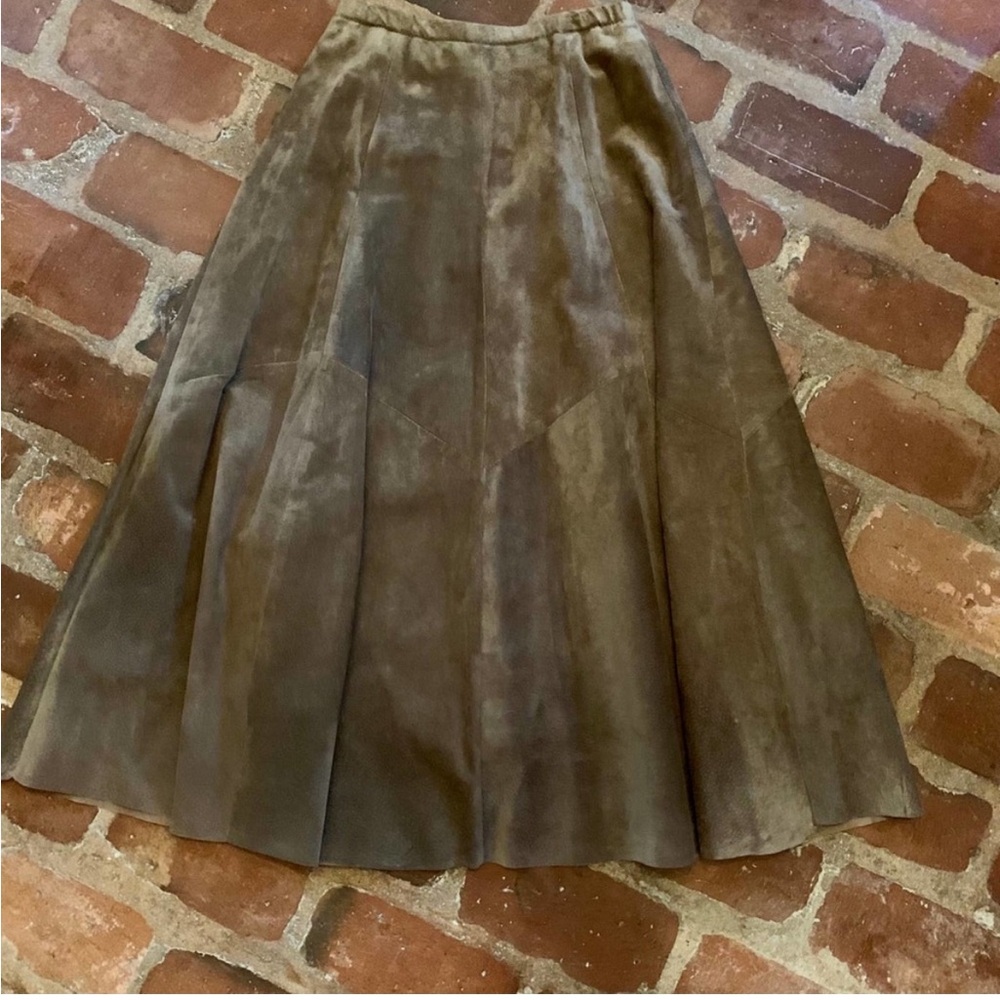 Vintage Abercrombie & Fitch Milk Chocolate Suede Leather Full Maxi Skirt